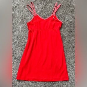 AUTHENTIC LACOSTE RED COTTON SPRING DRESS SLEEVELESS SIZE 42 LARGE ALLIGATOR